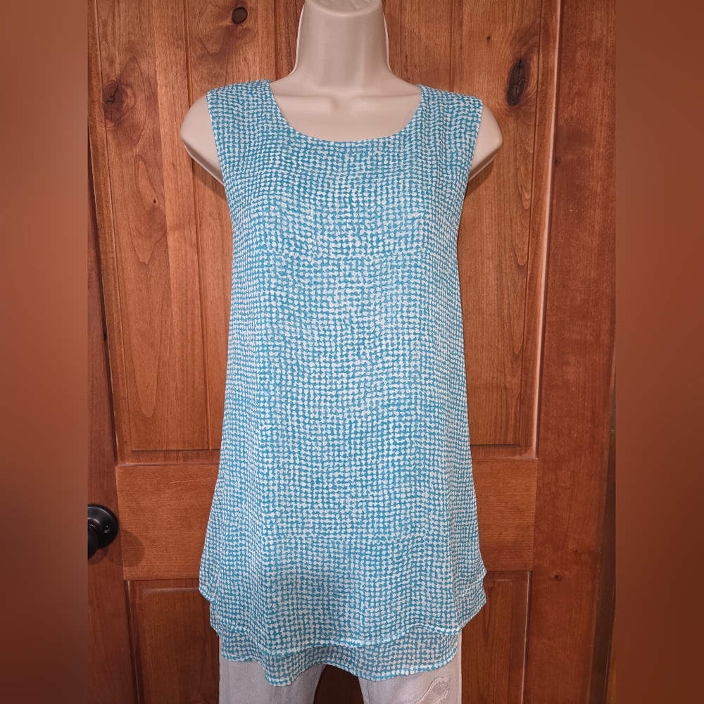 Fever Teal And White Tunic Tank Top